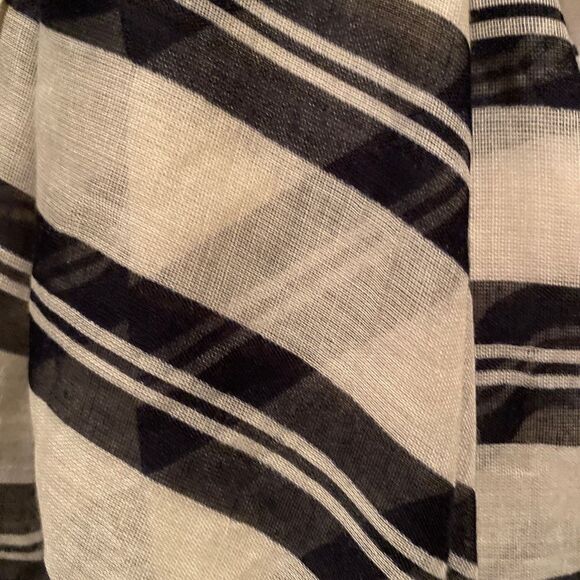 Black & Grey Striped Scarf 75”X42” - Picture 3 of 7